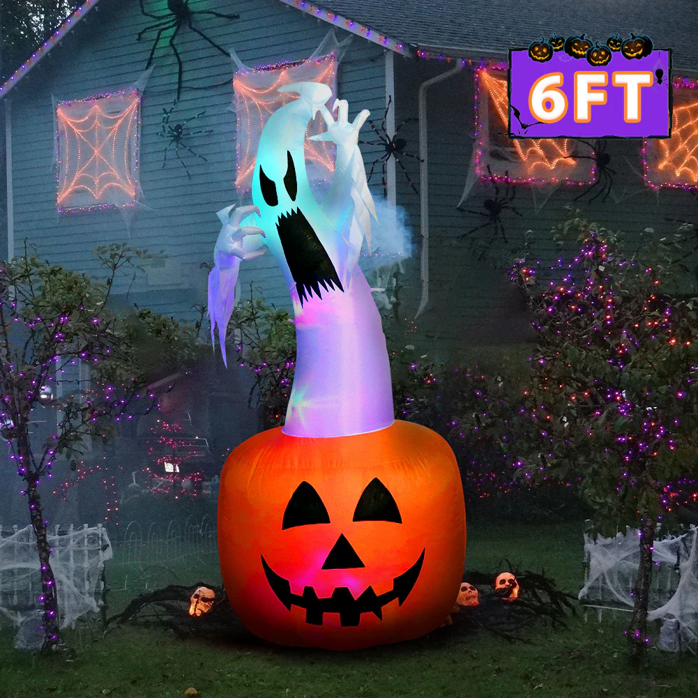 Spooky Inflatable Ghost Pumpkin - Image 3